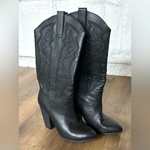 Code West Black Western Faux‎ Leather Boots size 7.5
